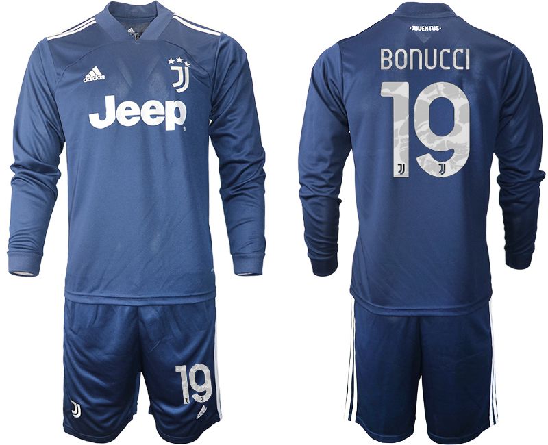 Men 2020-2021 club Juventus away long sleeves #19 blue Soccer Jerseys->juventus jersey->Soccer Club Jersey